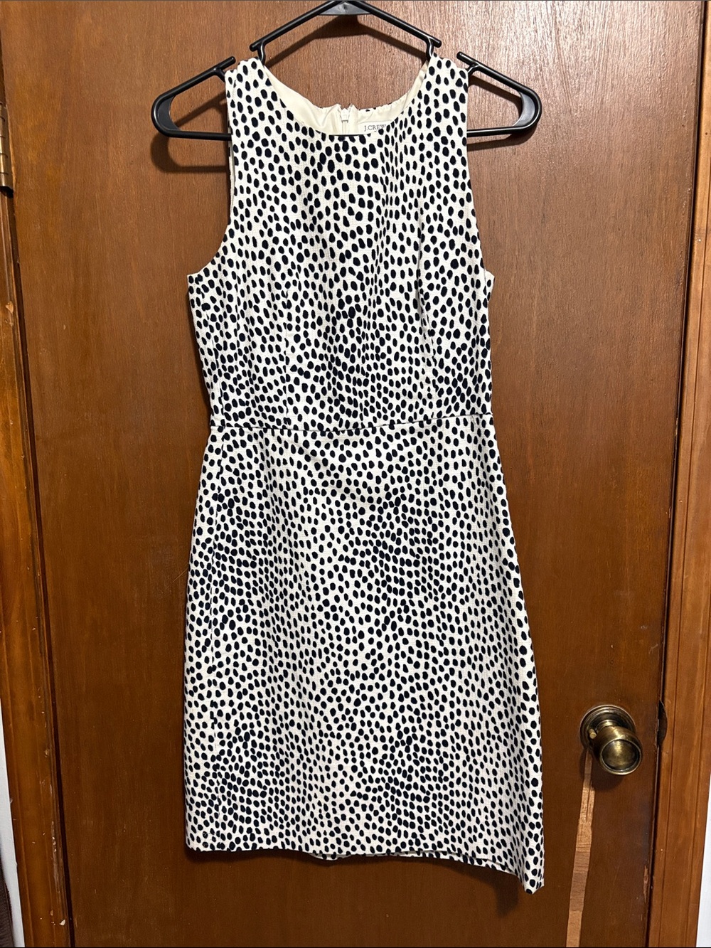 J. Crew Black and White Sleeveless Midi Sheath Dress